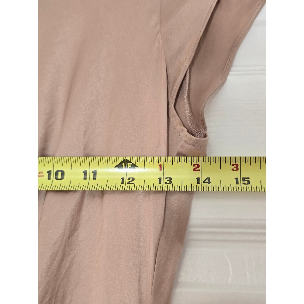 Reformation Birch Silk Maxi Dress Champagne Rose Ruched Side Slit Cap Sleeve 4 - Picture 8 of 8